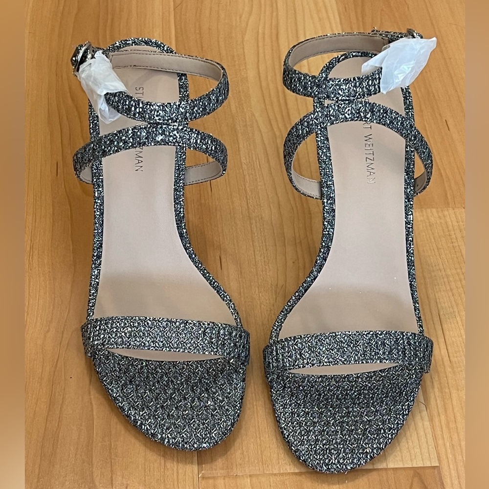 Stuart Weitzman Crystal Buckle 95 Glitter Sandal - Picture 4 of 8